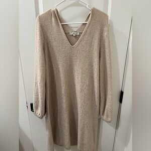 LOFT Beige Glitter Sweater Dress L